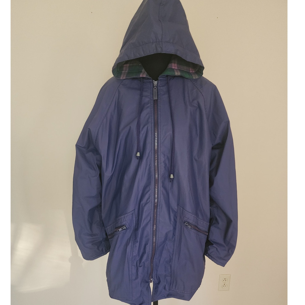TOTES Classic Flannel Lined Raincoat Large Navy Blue - Picture 6 of 8
